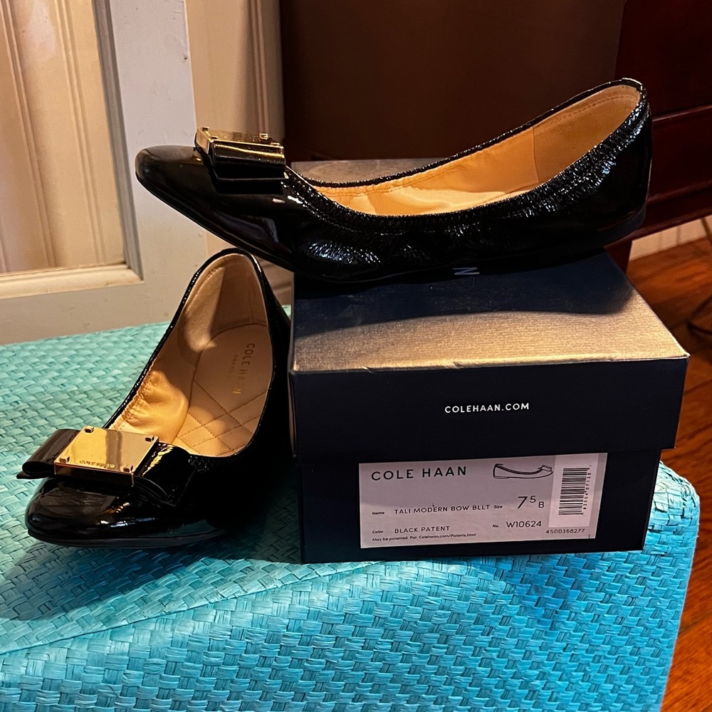 Cole Haan black patent leather flats